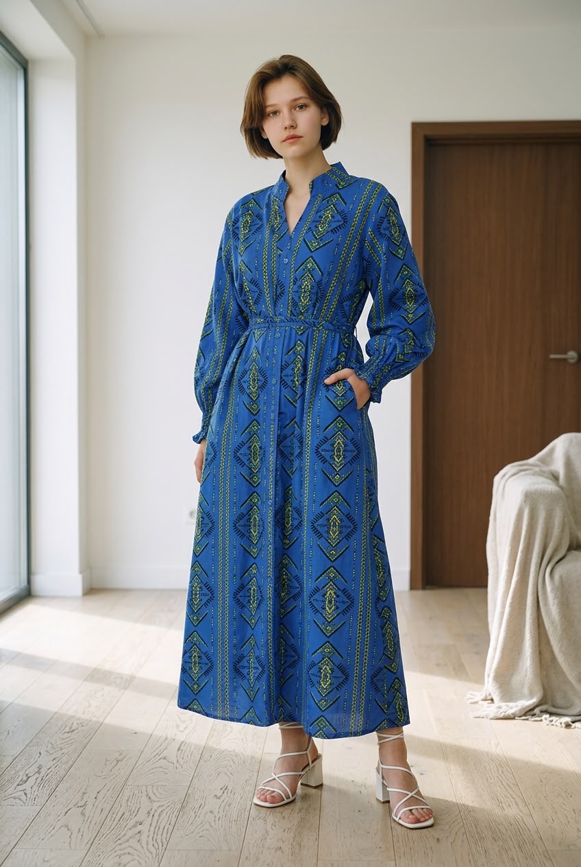 The Indigo Ikat Maxi Dress