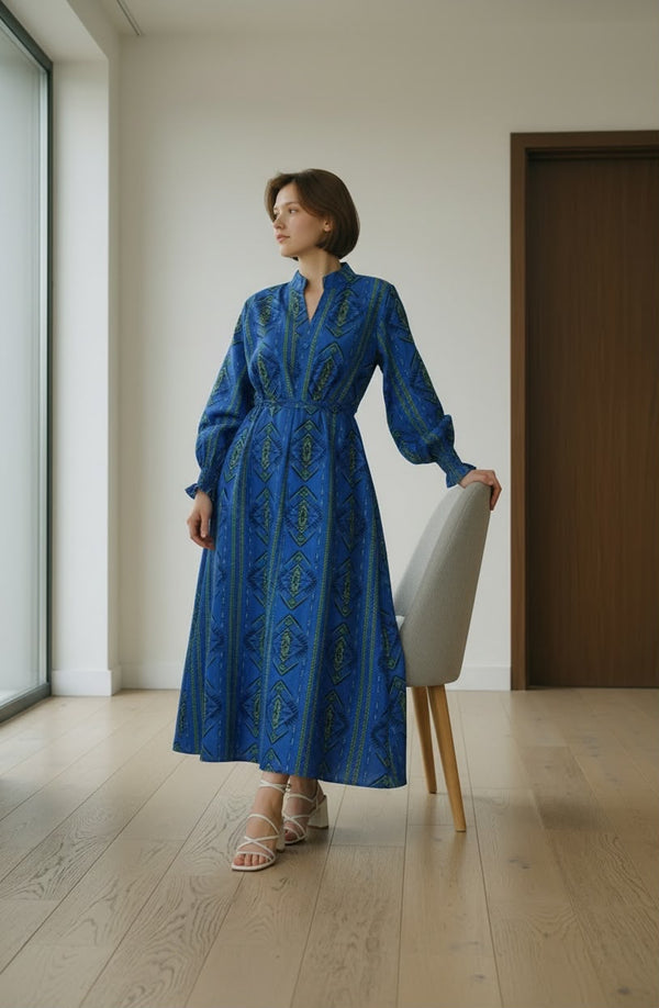 The Indigo Ikat Maxi Dress