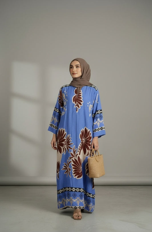 The Azure Bloom Kaftan Abaya