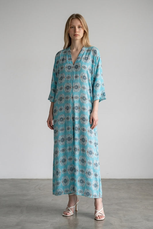 The Turquoise Mandala Kaftan Dress