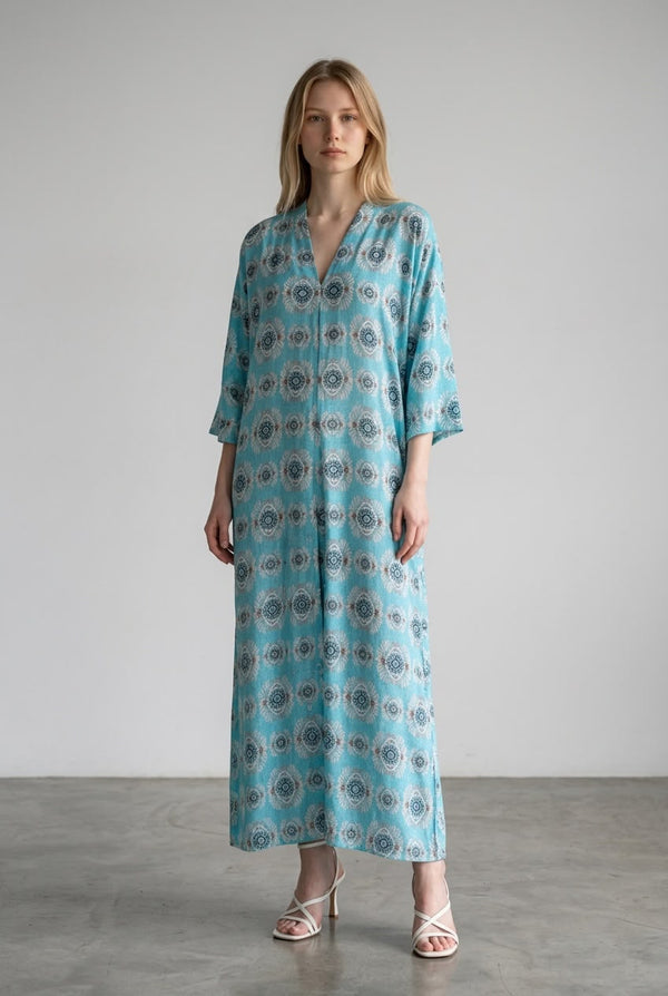 The Turquoise Mandala Kaftan Dress