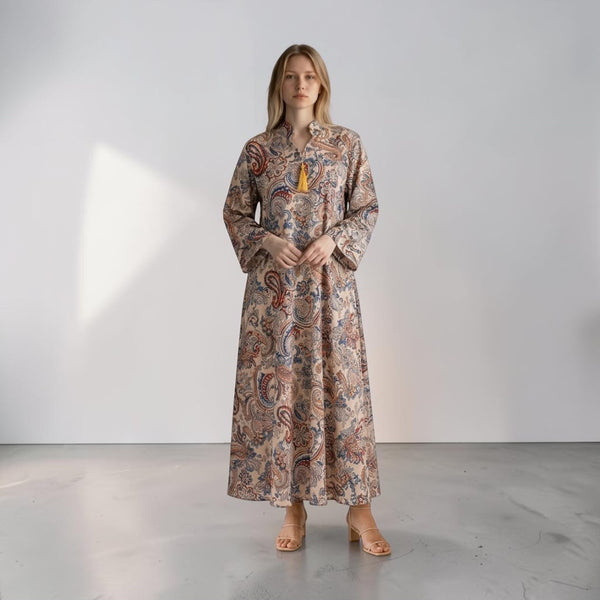 The Crimson Paisley Kaftan Dress