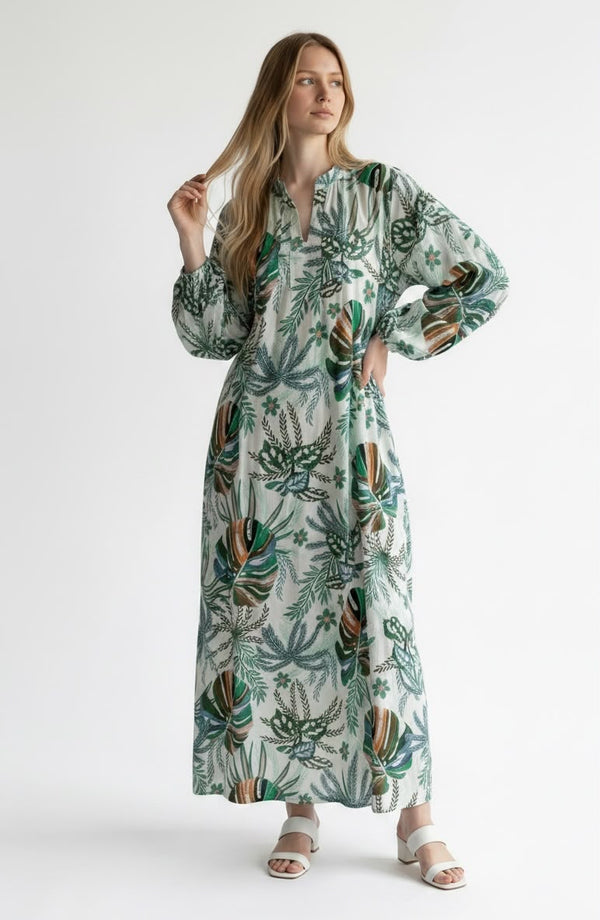 The Botanical Oasis Kaftan Dress