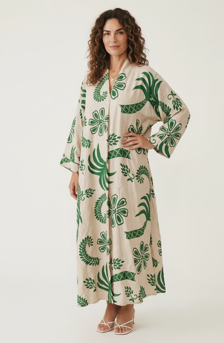 The Sage Linen Botanical Abaya