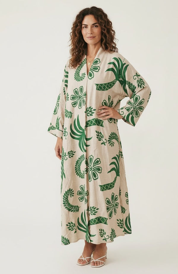 The Sage Linen Botanical Abaya